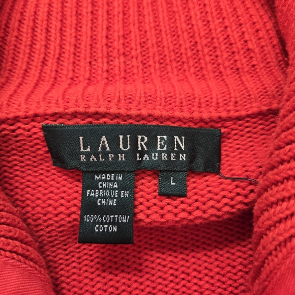 RALPH LAUTEN- Orange Knit Gold Buttoned Cardigan. Size Large - Picture 12 of 12